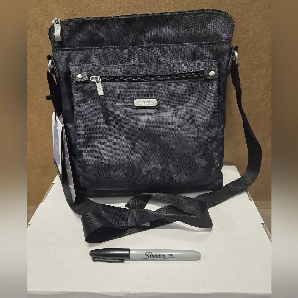 Baggallini Go Bagg w/RFID wristlet- Midnight Blossom